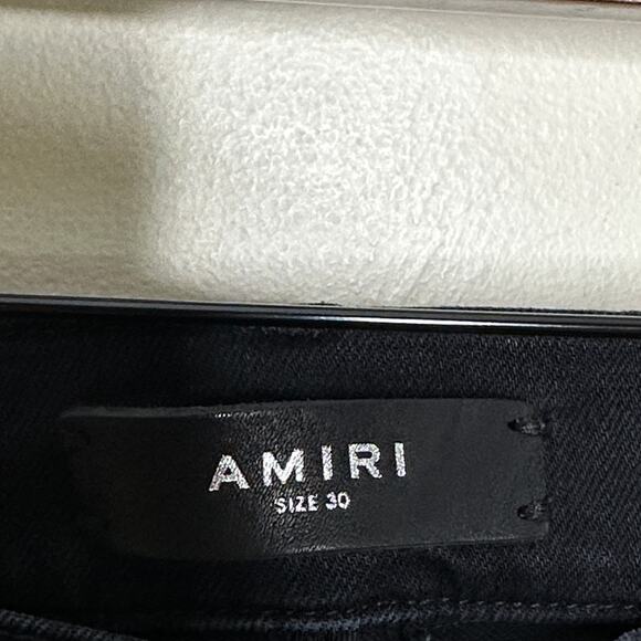 AMIRI Paint Splatter Distressed Slim Jeans Aged Black Sz 30 x 34 $1590 {H50} - Picture 7 of 10